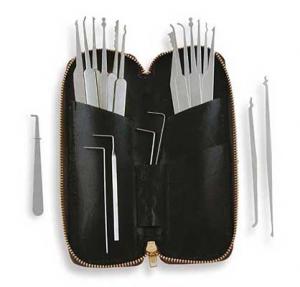 Twenty piece pock pick set with metal handles