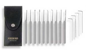 Fourteen piece lock pick set with metal handles