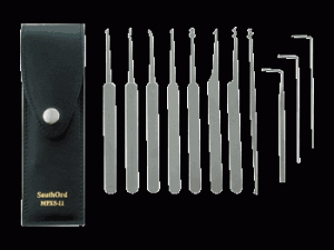eleven piece lock pick set metal handles